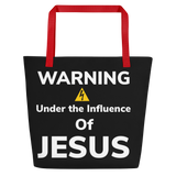 Warning under the Influence of Jesus Beach Bag - AGAPE KINGDOM INC