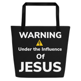 Warning under the Influence of Jesus Beach Bag - AGAPE KINGDOM INC