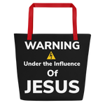 Warning under the Influence of Jesus Beach Bag - AGAPE KINGDOM INC
