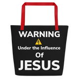 Warning under the Influence of Jesus Beach Bag - AGAPE KINGDOM INC