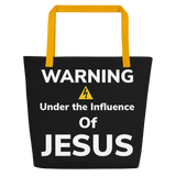 Warning under the Influence of Jesus Beach Bag - AGAPE KINGDOM INC